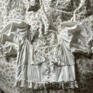 Corset puff sleeve peasant top